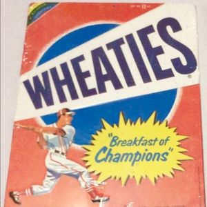 Baseball Wheaties Embossed Sign Tin Metal Sports